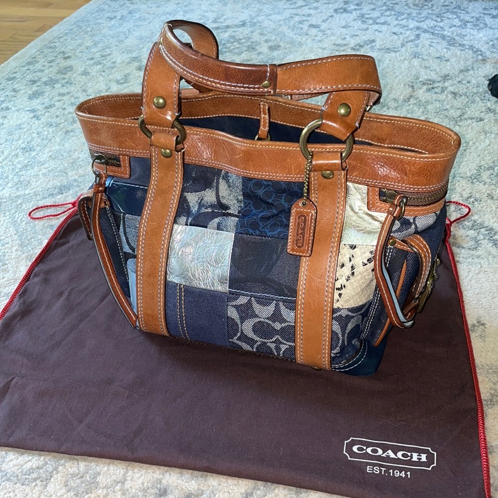 Coach Denim Patchwork Tote
